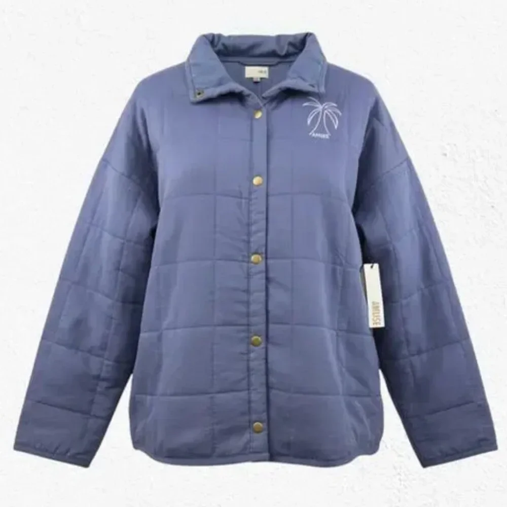 Amuse Society Beach Vida Bling Blue Quilted Cotton Jacket Oversized Size L / XL